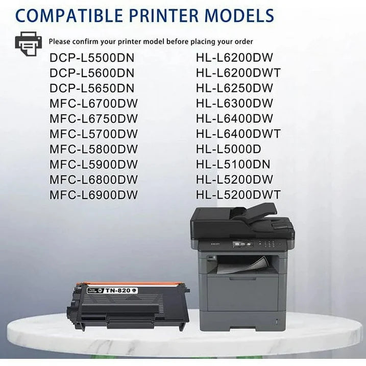 TN820 Toner Cartridge Replacement for Brother TN820 Toner Compatible for DCP-L5500DN Printer(2PK).