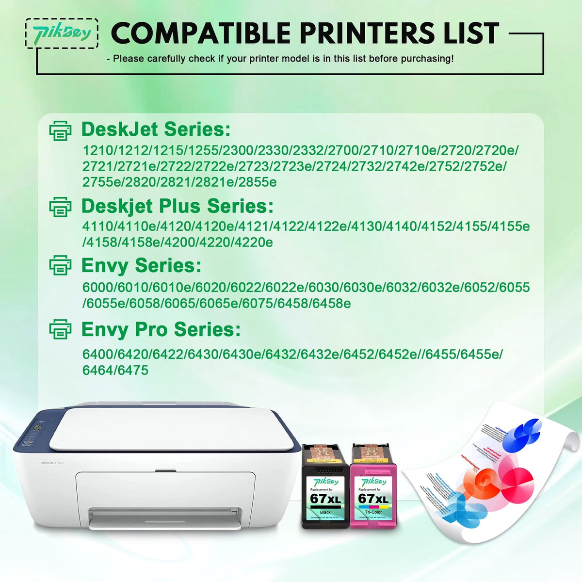 67XL Ink Compatible for HP 67 Ink Cartridges for 67 XL Cartridge Printers (2 Pack)