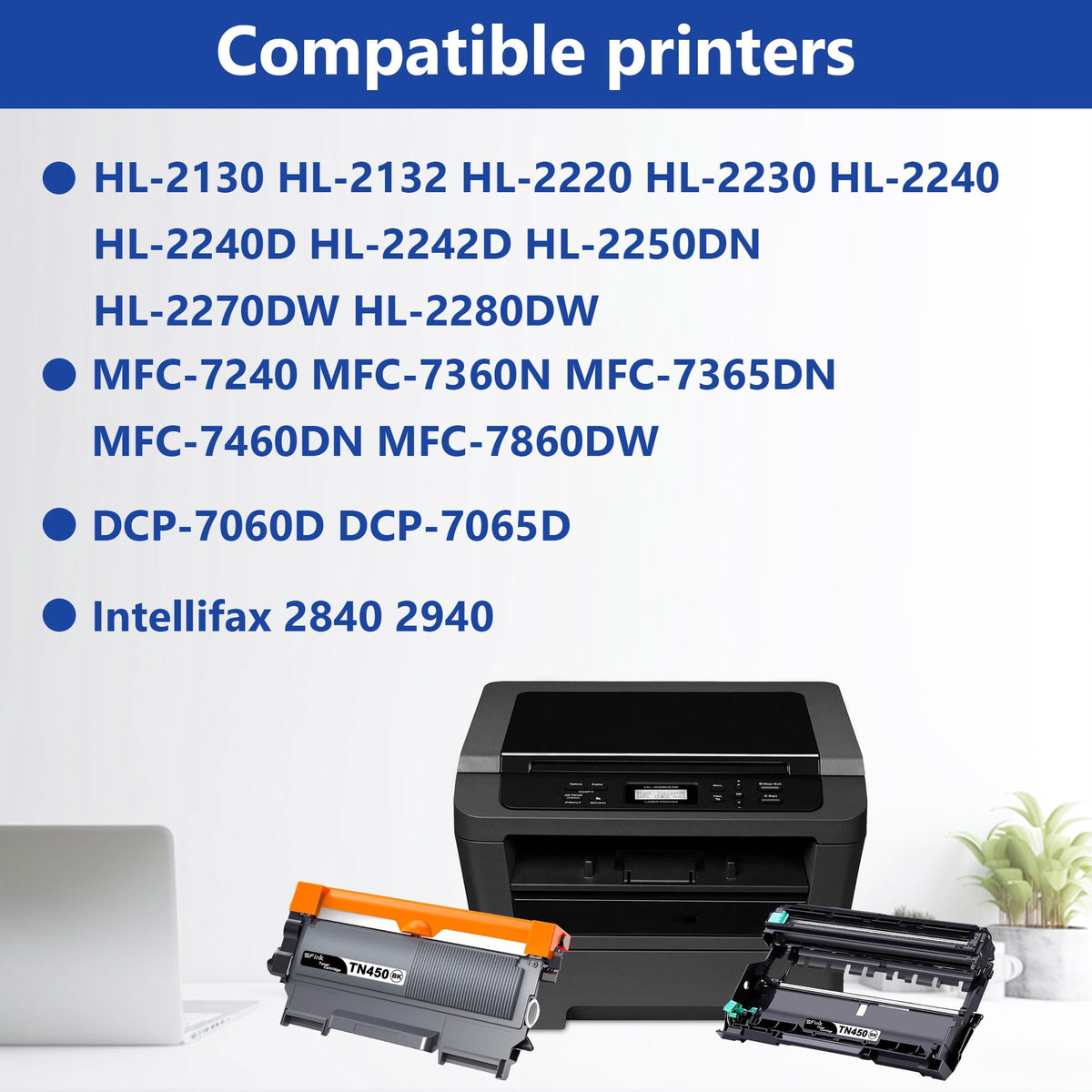 TN450 TN 450 DR420 Toner Cartridge Drum Unit Compatible for Brother TN 450 TN-450 DR 420 Use for DCP-7060D 7065DN,IntelliFax-2840 2940,HL-2220 2230 2240 2240D 2270DW 2275DW 2280DW (3 Pack Black)
