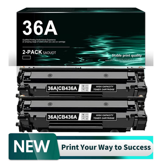 36A | CB436A Black 2 Pack High Yield Toner Cartridge Compatible for P1505n Printer