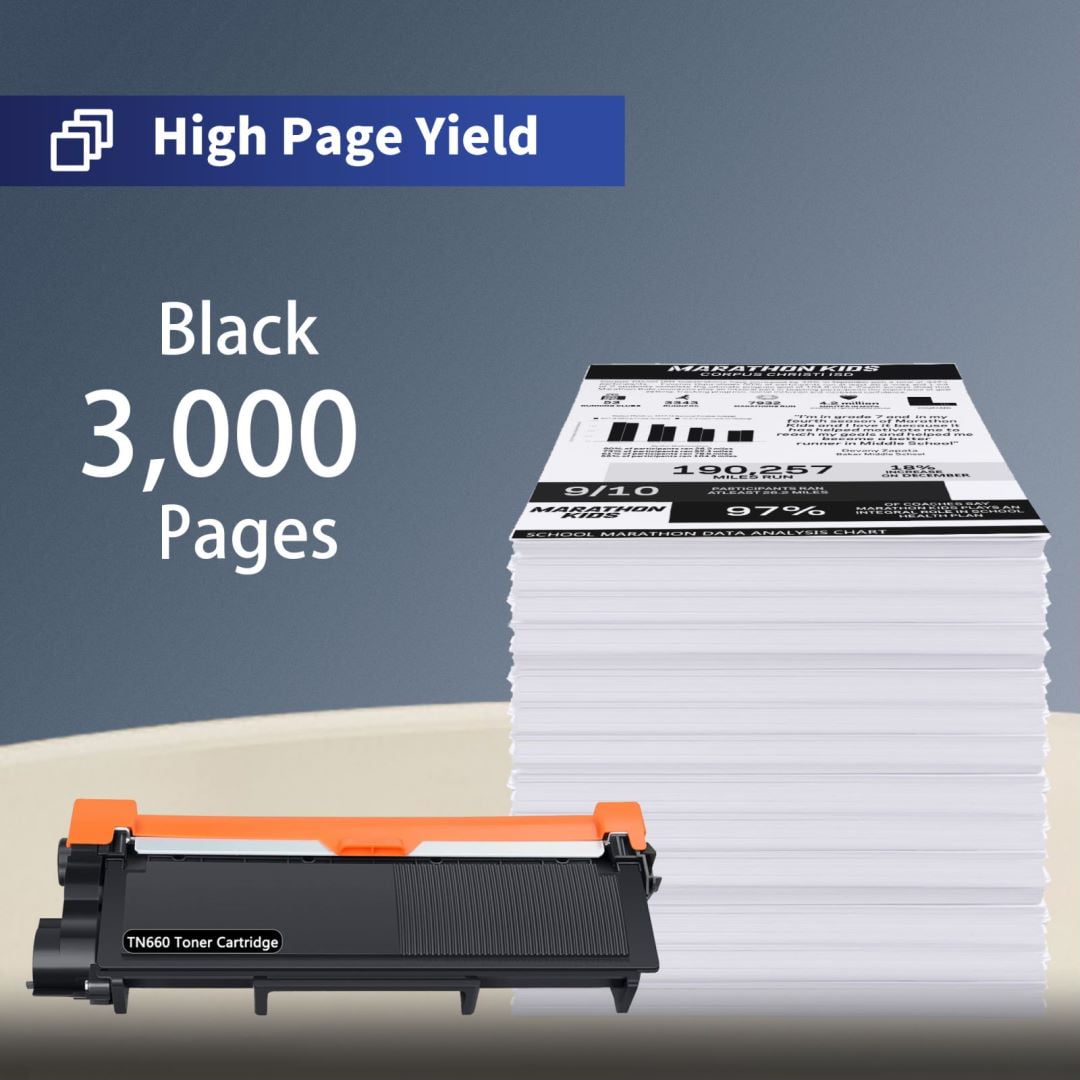 TN660 TN-660 TN 660 High Yield Toner Cartridge Replacement for Brother TN660 TN-630 Toner Cartridge for HL-L2360DW HL-L2380DW MFC-L2680W MFC-L2700DW Printer (2 Pack, Black)