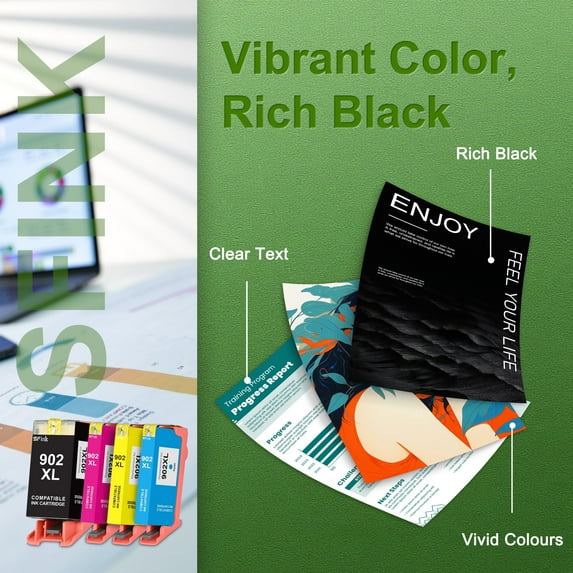 902XL Ink Cartridges 4 Pack High Yield Compatible for HP902 XL 902 Ink Cartridges Combo Pack Works with OfficeJet Pro 6978 OfficeJet 6962 Printers