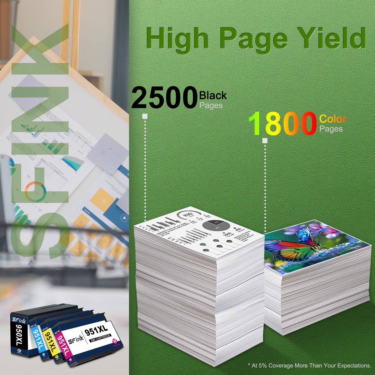 950XL 951XL Ink Cartridge 4-Pack Compatible for HP 950XL 951XL Ink Cartridges for OfficeJet Pro 8100 8600 8610 8620 8630 8640 8615 8625 8660 251dw 271dw 276dw Printers( Black Cyan Magenta Yellow)