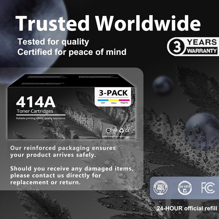 414A Toner Cartridge (with Chip) Compatible for 414A 3 Pack Toner Cartridge for Color Pro M455dn M480f Printer