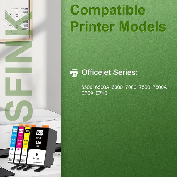 920XL 4 Pack Ink Combo Pack Compatible for HP920 Ink Cartridges for OfficeJet 6500 6500A 6000 7000 7500 7500A E709 E710 Printers (1BK/1C/1M/1Y)