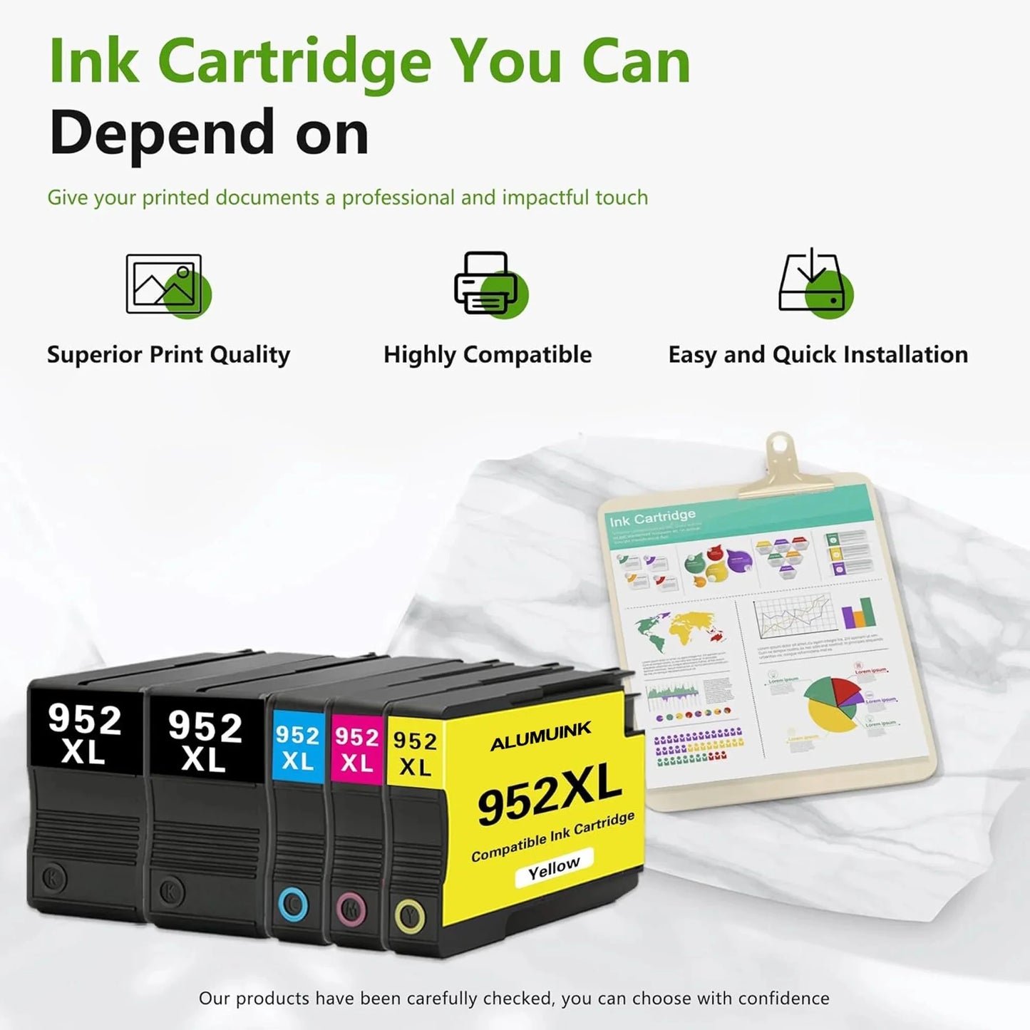 52 XL Ink Cartridges 952XL Compatible for HP 952 Ink Cartridge for OfficeJet Pro 8702 8710 8715 Printers (4 Pack)