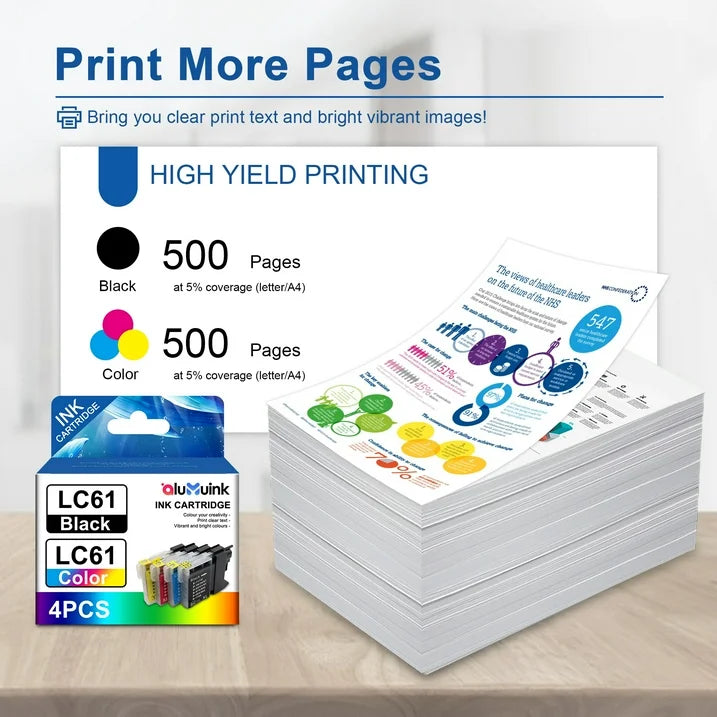 LC61 Ink cartridges Replacement for Brother LC 61 ink Compatible for MFC-795CW MFC-990CW Printer