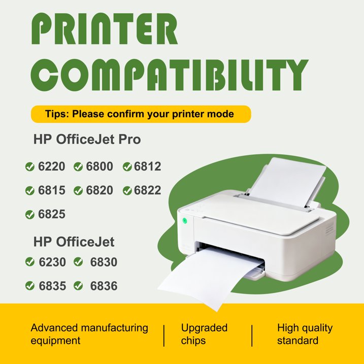 934XL 935XL Ink Cartridge（BK/C/M/Y） Compatible for HP 934 935 Ink Cartridge for 6830 6835 6836 Printers（5-Pack）