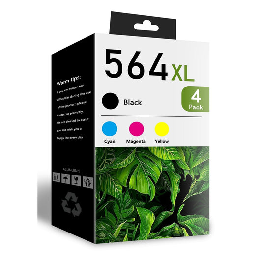 564XL Ink Cartridge (4-Pack Black/ Cyan/ Magenta/ Yellow) Compatible for HP 564 XL Ink Cartridges for DeskJet 3520 OfficeJet 4620 PhotoSmart B8550 Printer