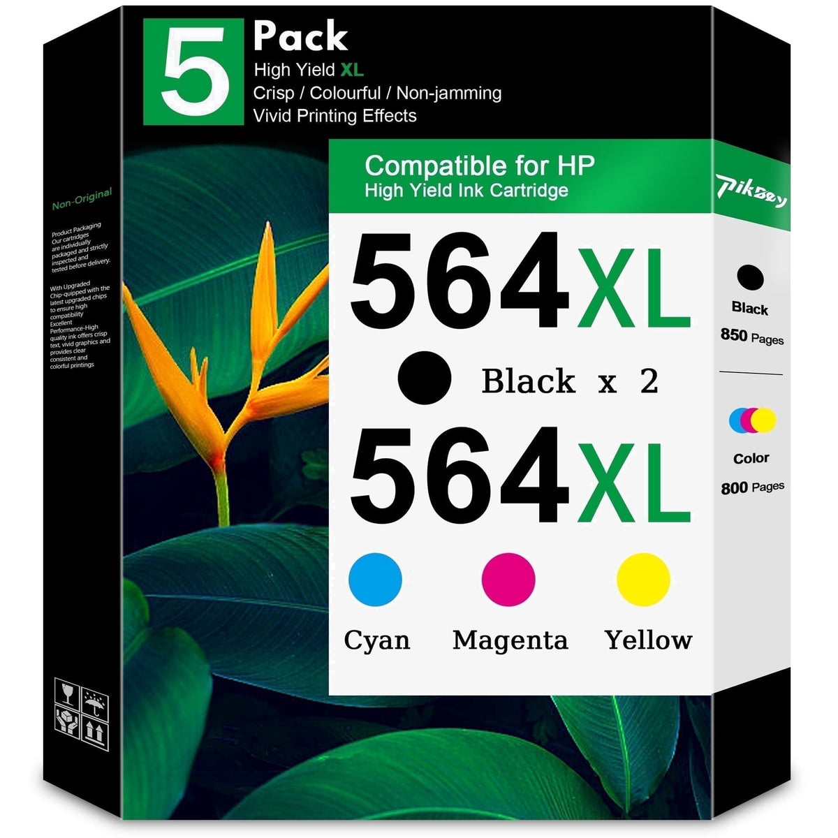 564XL 564 XL Ink Cartridges Combo Pack (5 Pack) - Compatible for HP 564 Ink Works with DeskJet 3520 OfficeJet 4620 Printers