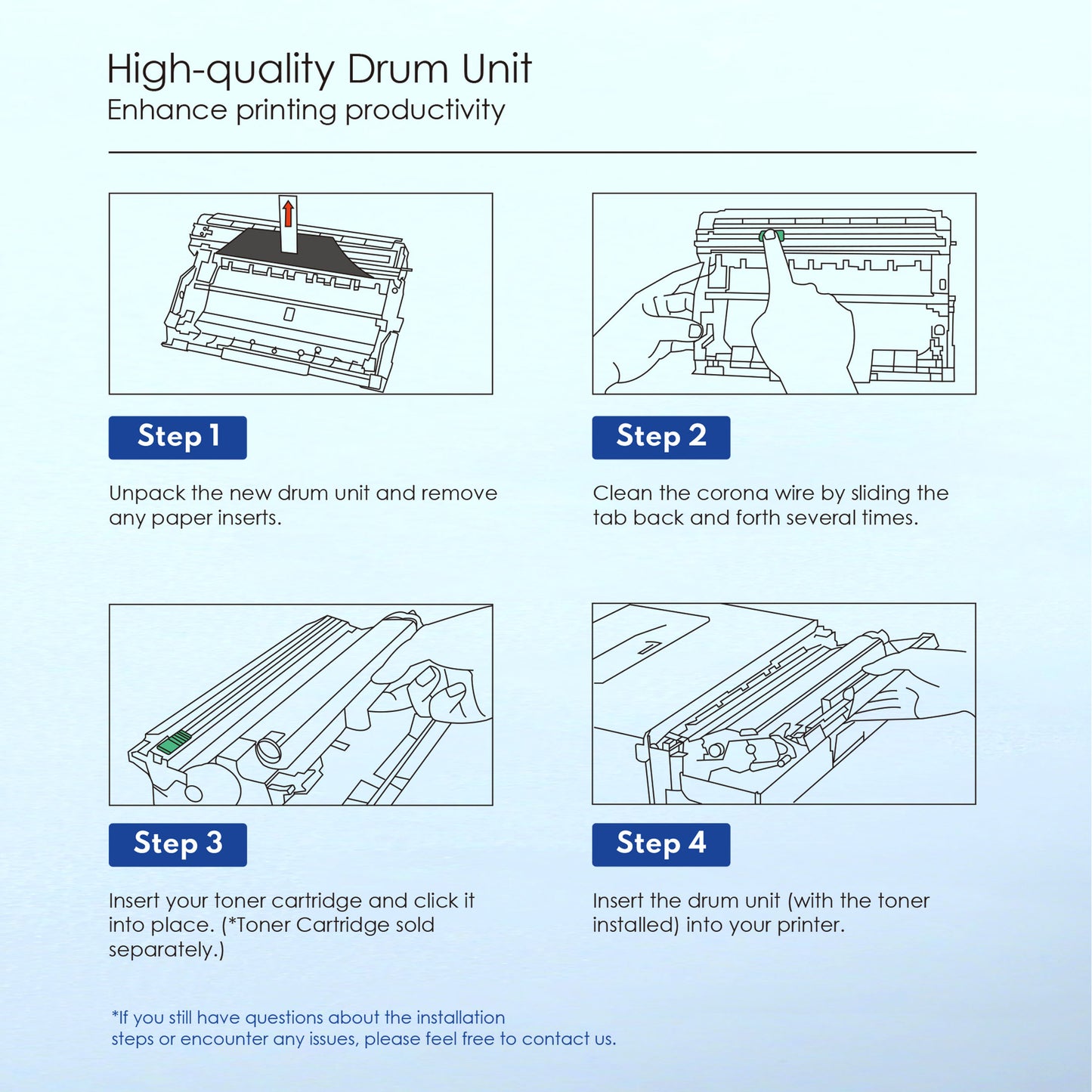 DR420 DR 420 Drum Unit Compatible for Brother DR420 High Yield Black Works with DCP-7060D Intellifax-2840 HL-2130 2132 [ 1-Pack, 12000 Pages Per drum unit ]