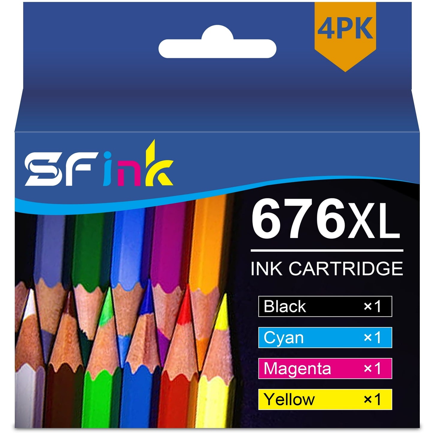 T676XL 676 XL Ink Cartridge Compatible for Epson 676XL Ink Cartridges for Workforce WP-4020 WP-4530 WP-4540 WP-4010 WP-4023 WP-4090 WP-4520 Printer (Black,Cyan,Magenta,Yellow)