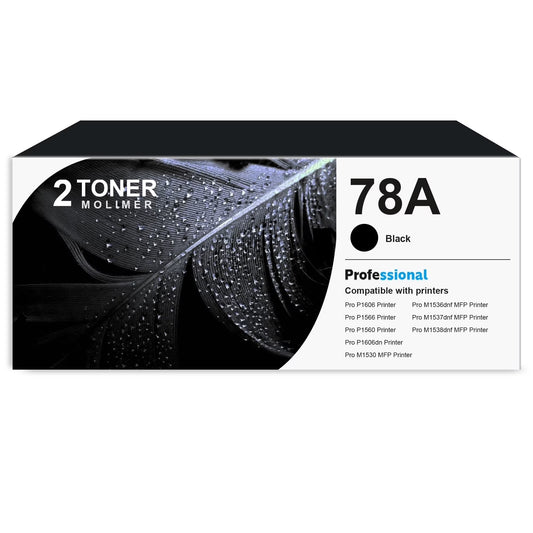 78A Black Toner Cartridges Pack of 2 CE278D Compatible for HP 78A Toner with Pro P1606dn P1606 P1566 P1560; M1536dnf M1537dnf M1538dnf M1530 MFP Printer (with Chip 2-Pack)