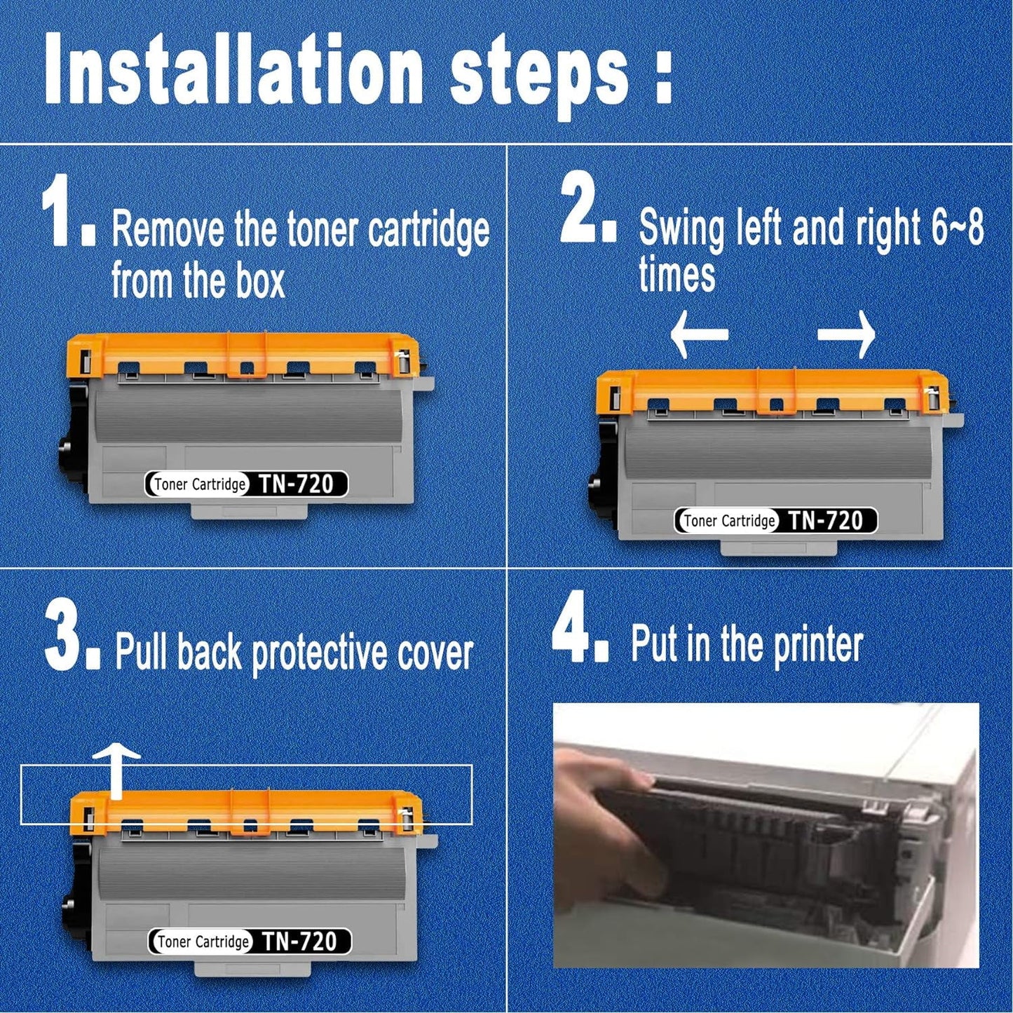 TN720 Toner Cartridge Replacement for Brother TN720 Toner Compatible for 5440D Printer(1 Pack Black)