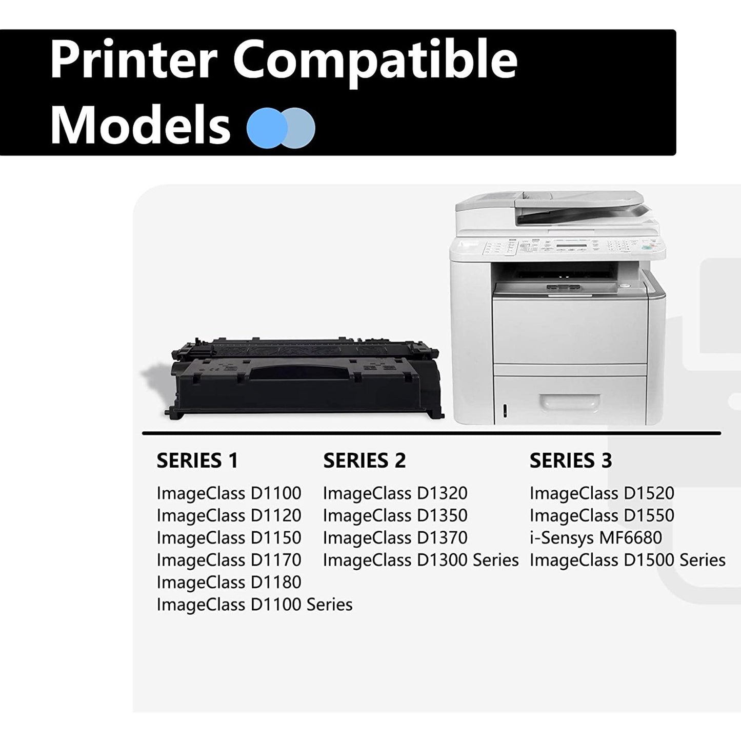 120 Black Toner Cartridge 2 Pack Toner Cartridge Replacement for Canon ImageClass D1100 D1300 D1500 Series i-Sensys MF6680 Printers | 2617B001