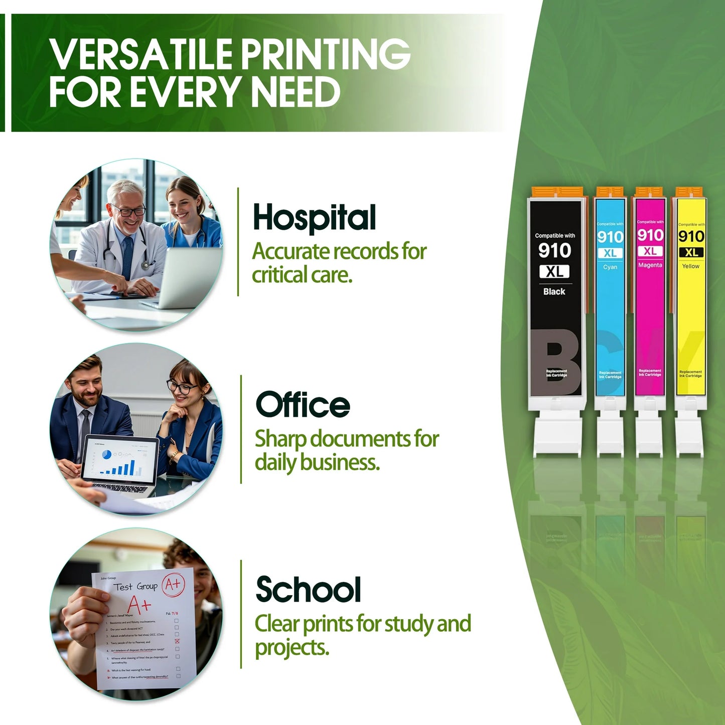 910XL 910 XL Ink Cartridges 910XL Ink Combo Pack Compatible for HP 910 Ink Cartridge for HP OfficeJet 8022e 8020 Pro 8015e 8028e Printers (4 Pack)