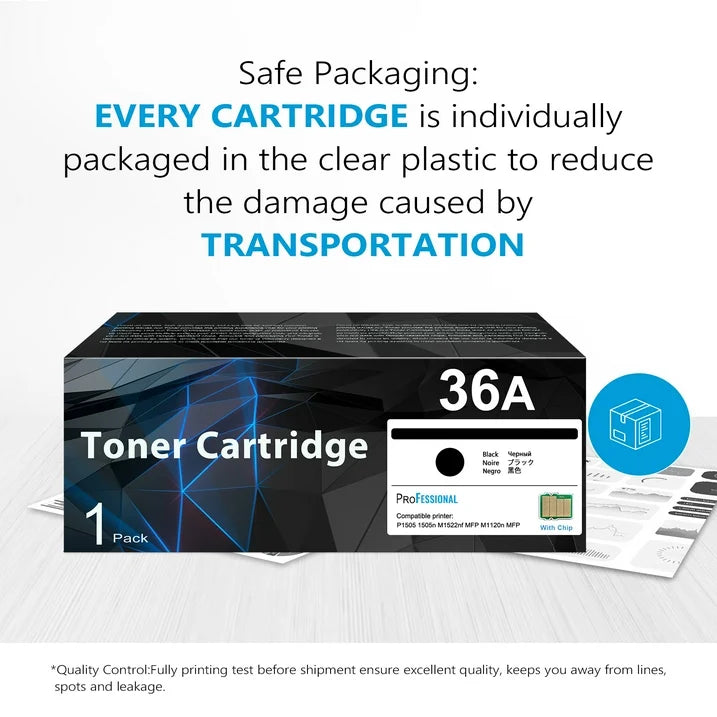 36A CB436A Toner Cartridge Black Compatible for HP 36A CB436A Toner for M1522n P1505n Printers