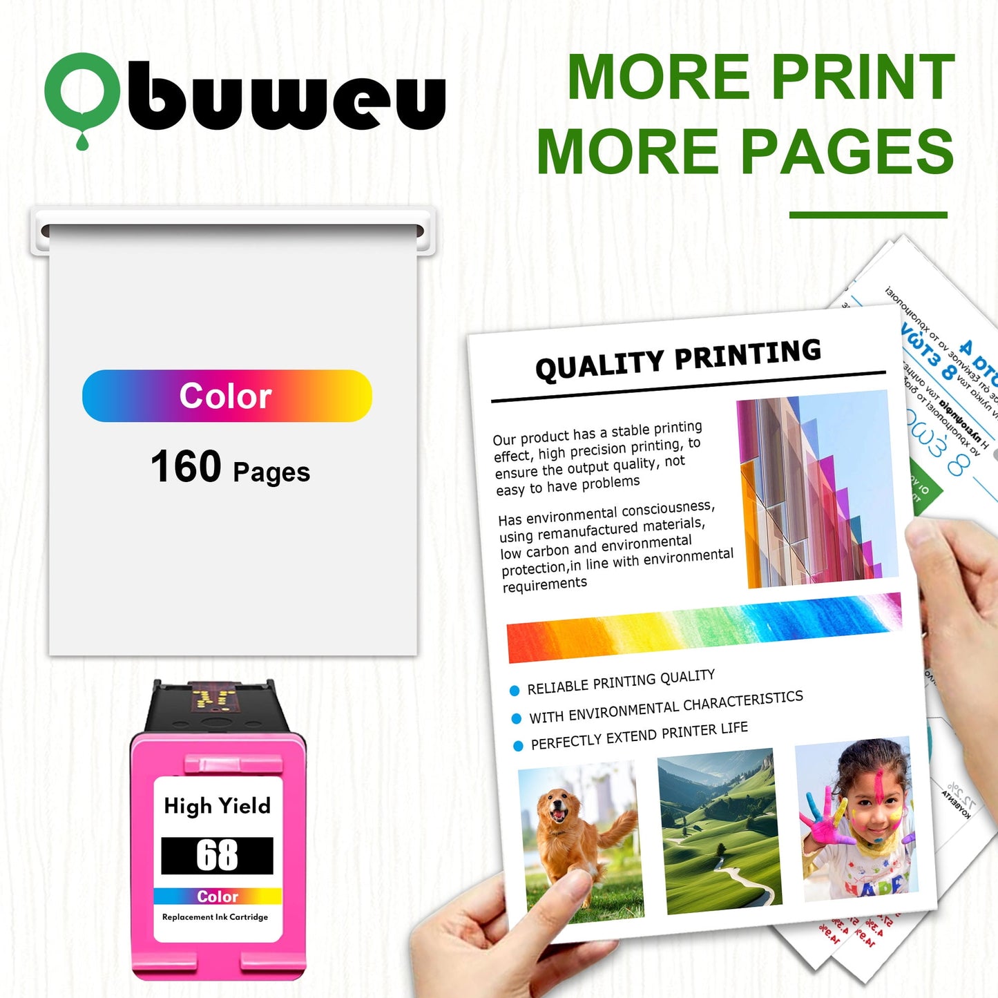 68 Ink Cartridge 1-Pack Tri-Color Compatible for HP68 Ink Cartridges for Envy 6552e 6555e 6155e 6152e 6558e 6552e 6555e Printers