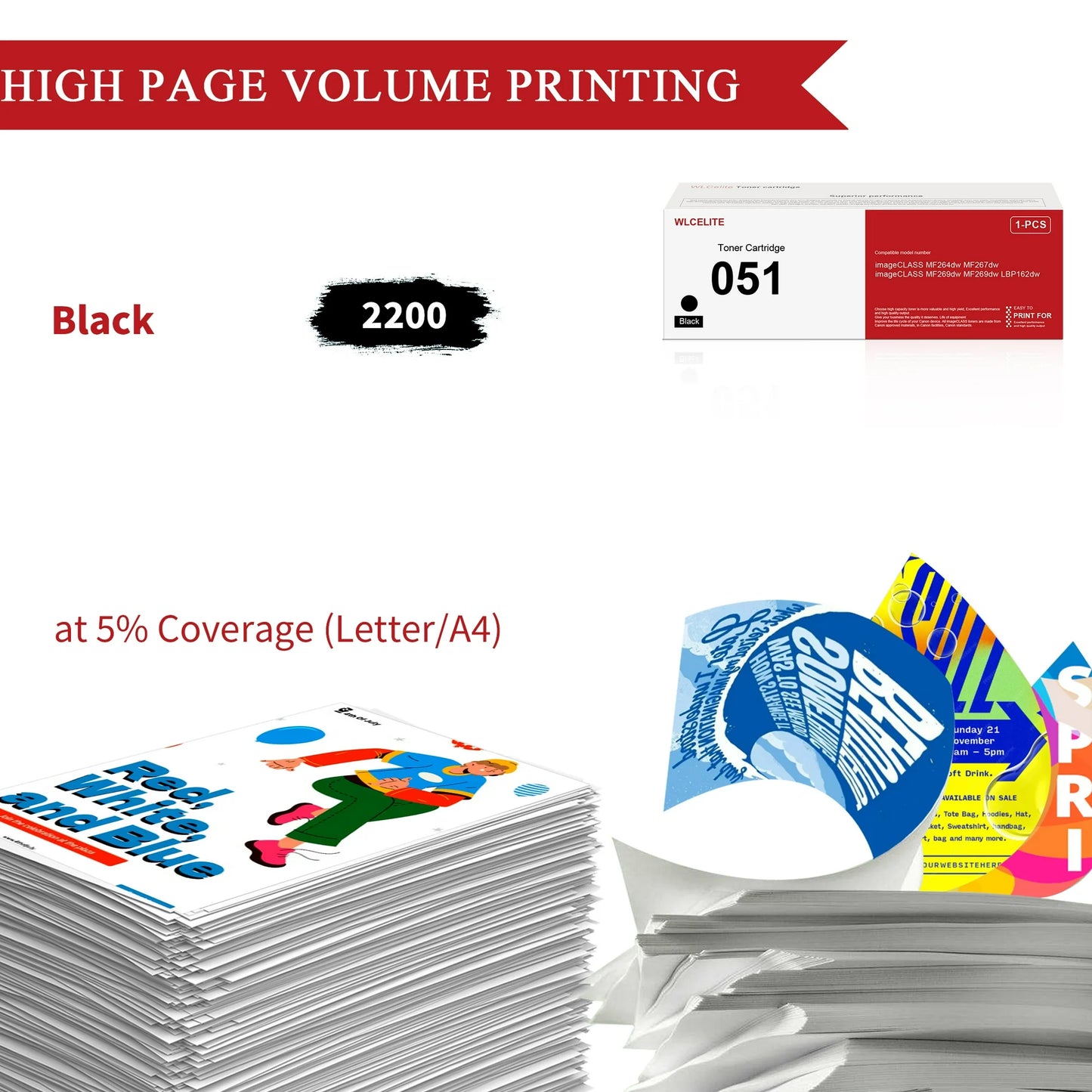 051 Toner Cartridge Replacement for Canon 051 Toner Cartridges for ImageCLASS MF264dw MF267dw Printer