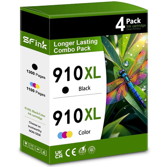 910xl 910 xl ink Cartridges 4 Pack Compatible for HP 910xl Combo Pack ink Cartridges for OfficeJet 8010 8015 Pro 8020 8020e 8025 8028 Printers