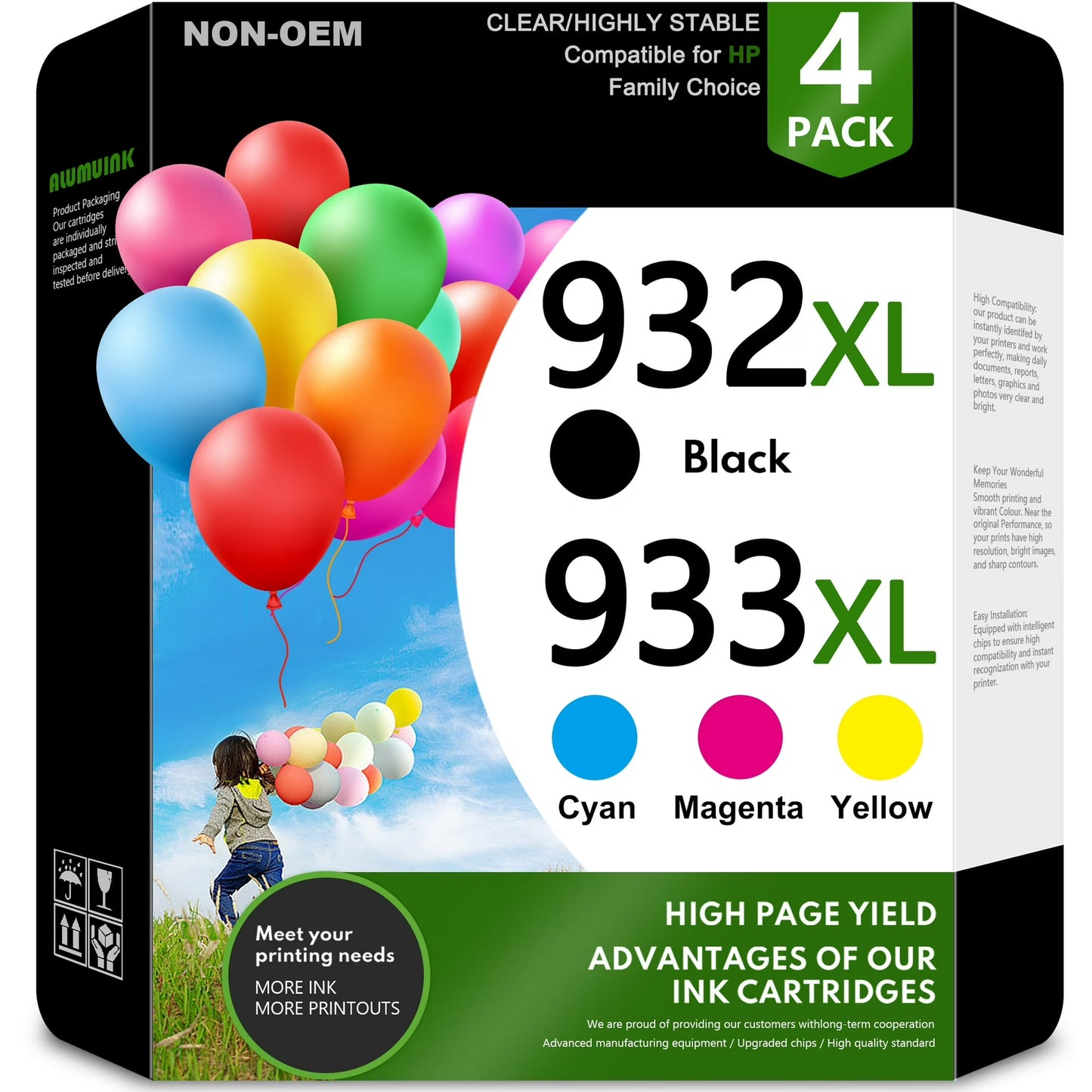 932XL 933XL Ink Cartridge Compatible for HP 932 933 Ink Cartridge Combo Pack for HP OfficeJet 6100 6600 Printers