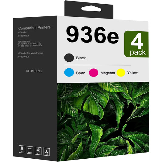 936e Ink 4 Pack Compatible for HP 936e Ink Cartridge for 9120 9122e Printer (Black Cyan Magenta Yellow）