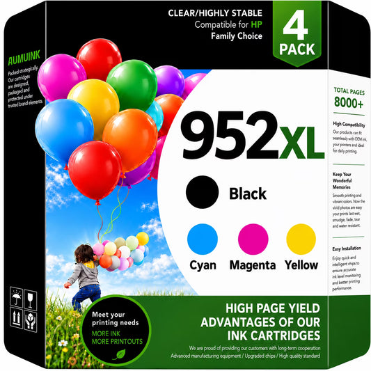 952 xl Ink Cartridges Combo Pa Compatible for HP 952xl Ink cartridges High-Yield Replacement Ink Cartridge 4-Pack,for OfficeJet Pro 8710 8720 7740 7720 Printers