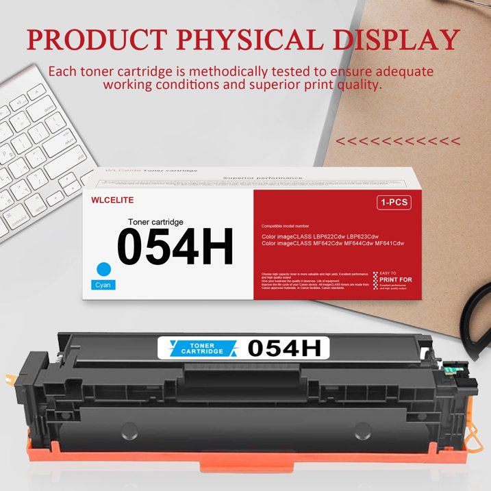 054H Toner Cartridge Replacement for Canon 054H 054 Toner Cartridge for LBP623Cdw MF644cdw MF641Cdw Printer (Cyan)