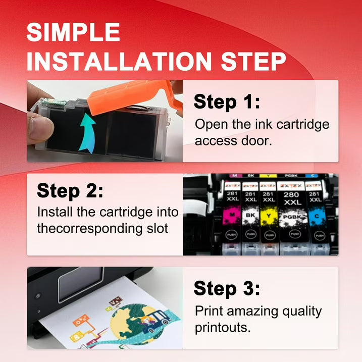 280XXL 281XXL Ink Cartridges Compatible for Canon 280 and 281 Ink Work for Pixma TR8520 TR8620a TS8120 TS9120 Ink
