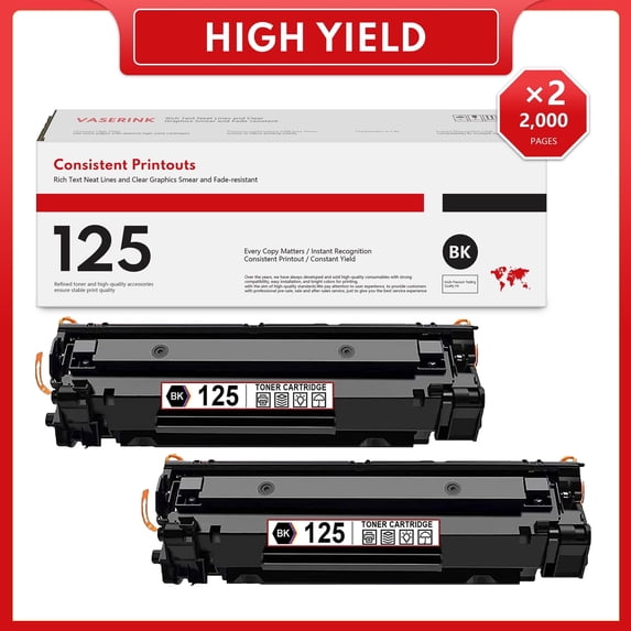 CRG-125 Toner Cartridge Replacement for Canon ImageCLASS LBP6030w LBP6000 MF3010 Printer (Black, 2-Pack)