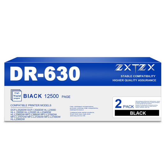 DR630 Drum for Brother DR630 Drum Unit Black HL-L2380DW MFC-L2680W Printer 2 Pack