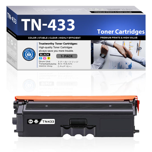 TN433 Toner Cartridges Black ZXTZX Compatibles for Brother TN433 Toner HL-L8360CDW MFC-L8610CDW Series Printers 1 Pack