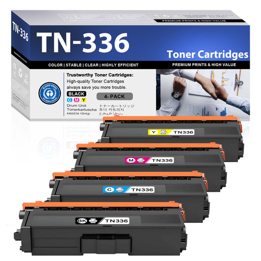 TN336 Toner Cartridges ZXTZX Compatibles for Brother TN336 Toner HL-4140CN MFC-9560CDN  Series Printers 4 Pack (Black Cyan Magenta Yellow)