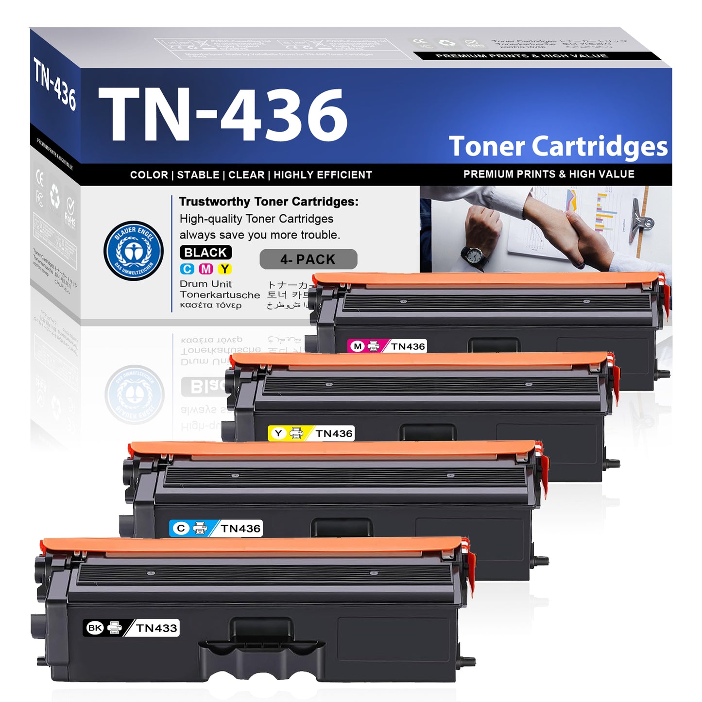TN436 ZXTZX Toner Cartridges Compatibles for Brother TN436 Toner HL-L8360CDW MFC-L8900CDW Series Printers 4 Pack (Black Cyan Magenta Yellow)