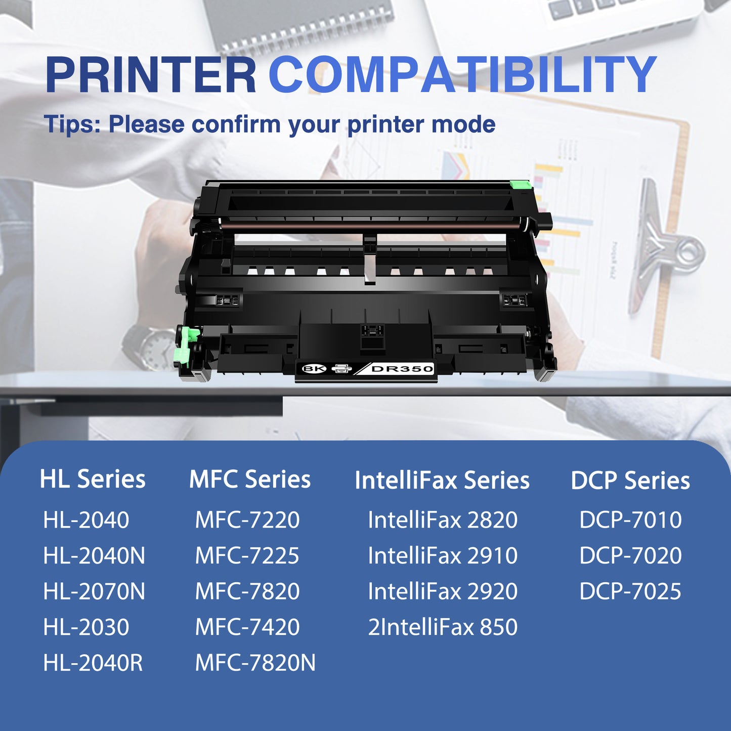 DR350 Drum Unit Black ZXTZX Compatible for Brother DR350 Drum for HL-5250DN MFC-8690DW MFC-8890DW Series Printers 2 Pack Black