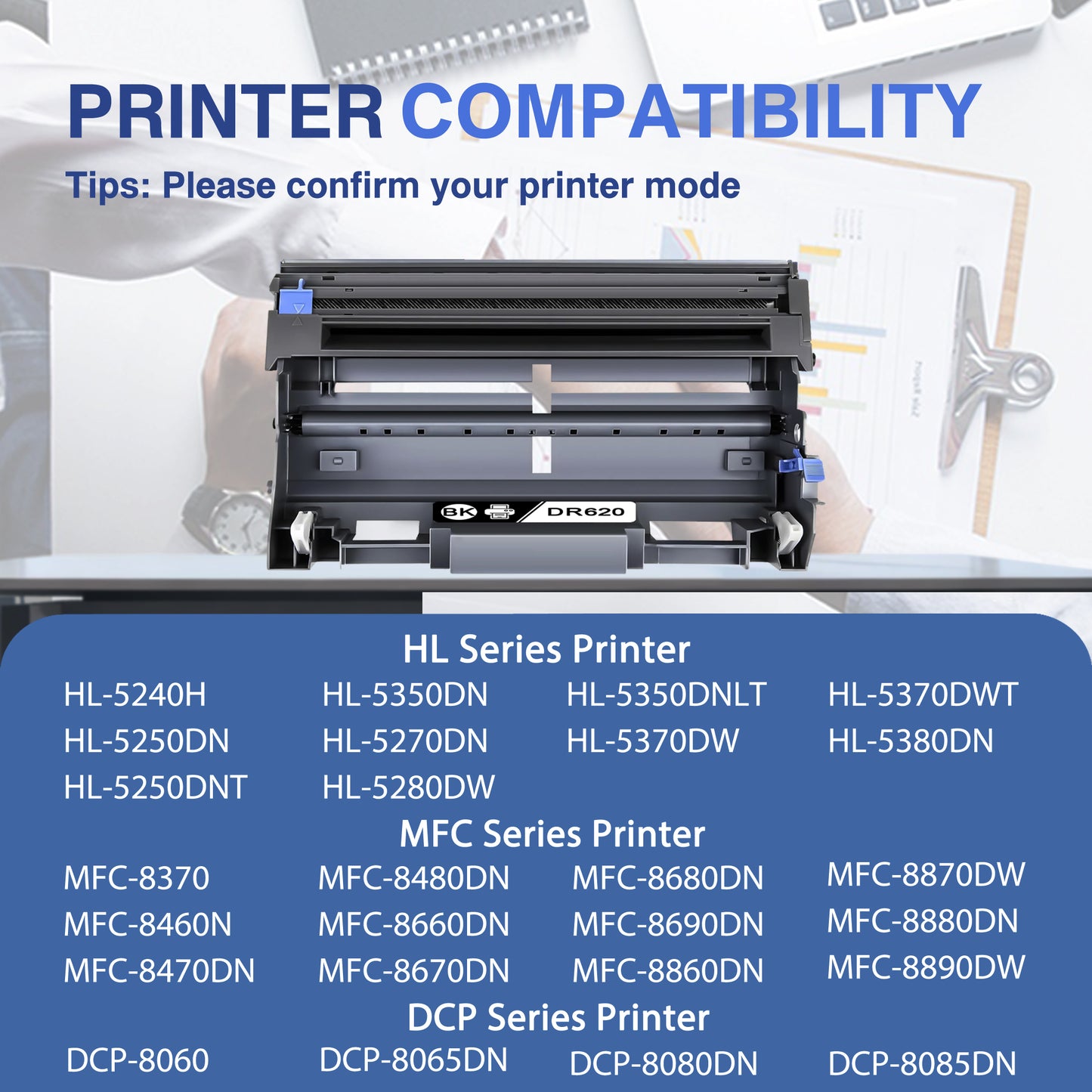 DR620  Drum Unit Black ZXTZX  Compatible for Brother  for HL-5380DN MFC-8870DW MFC-8690DW Series Printers 1 Pack Black
