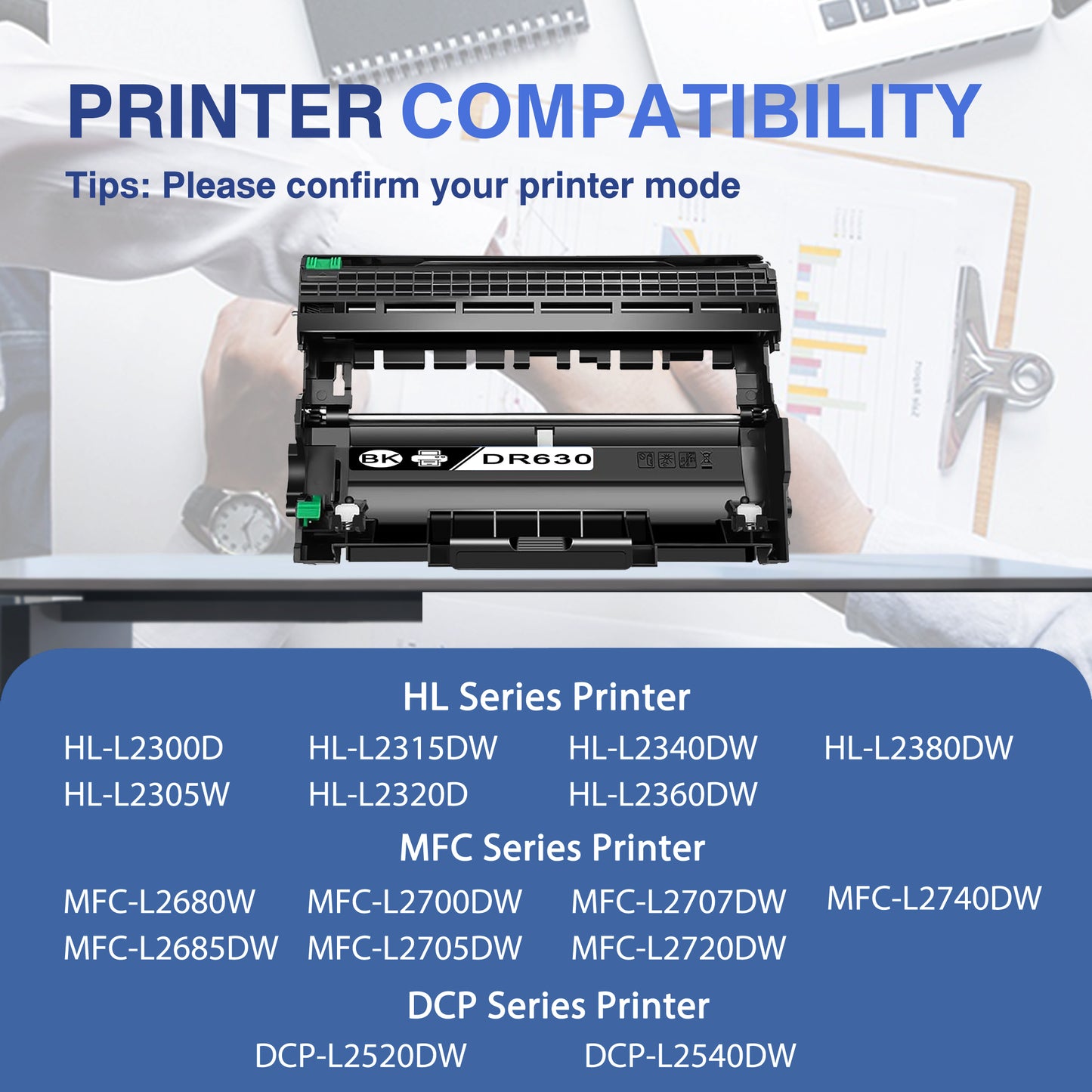 DR630 Drum Unit 3 Pack Black ZXTZX Compatible for Brother for HL-L2360DW MFC-L2705DW Series Printers