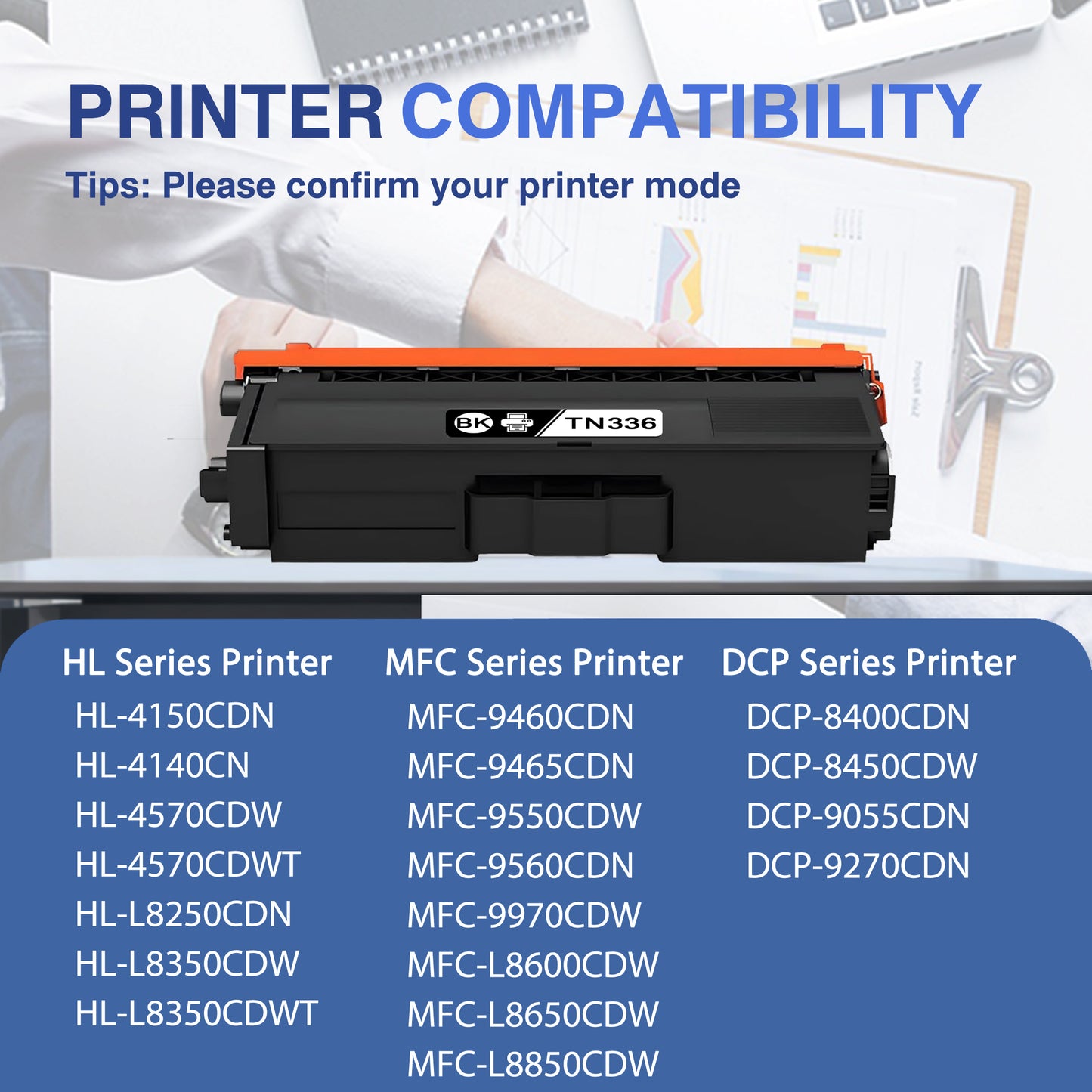 TN336 Toner Cartridges ZXTZX Compatibles for Brother TN336 Toner HL-4140CN MFC-9560CDN  Series Printers 2 Pack Black