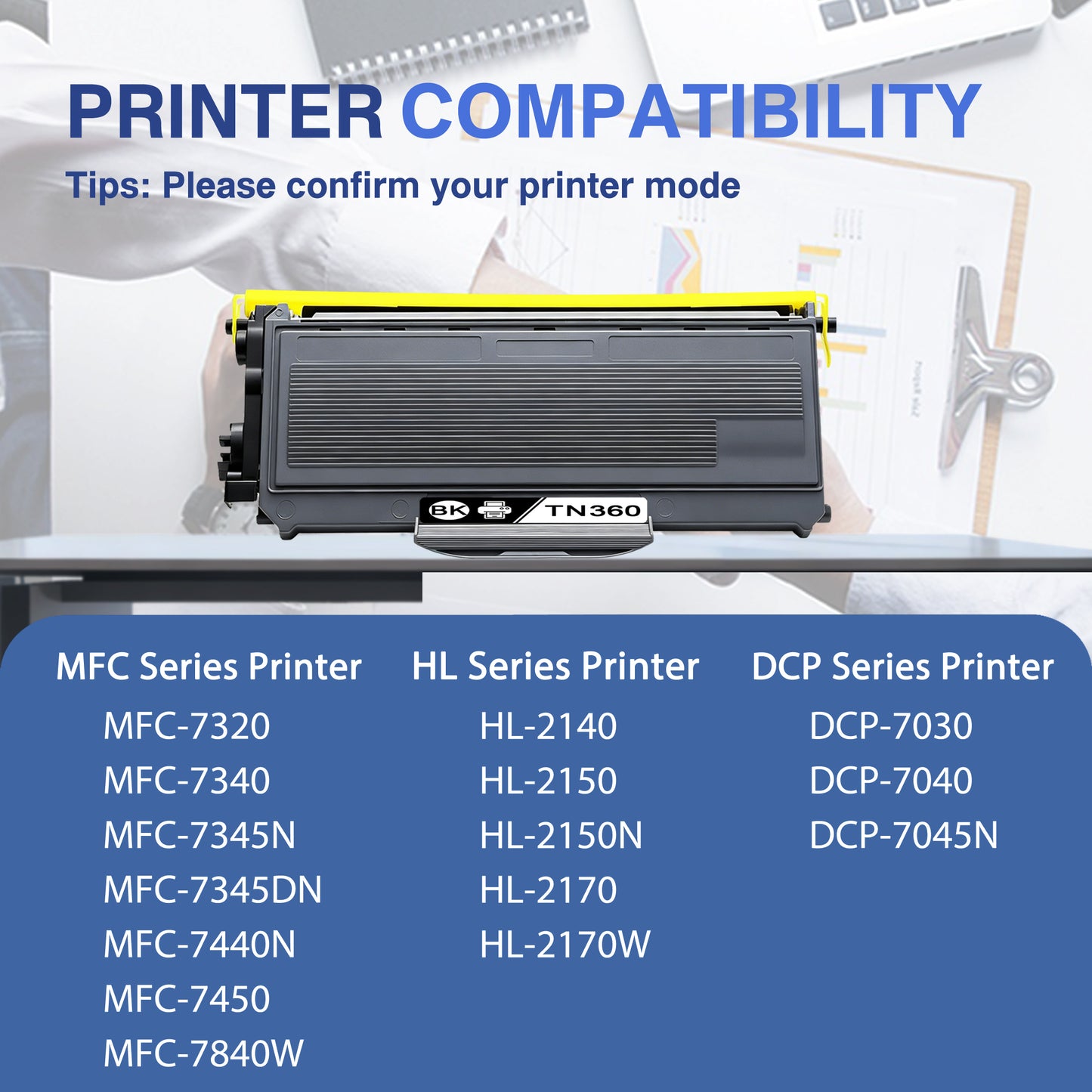 TN360 Toner Cartridge ZXTZX Compatibles for Brother TN360 Compatibles for MFC-7840W HL-2170W Series Printers 3 Pack Black