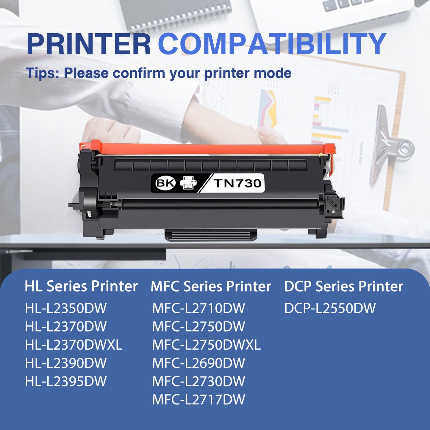 TN730 Toner Cartridge ZXTZX Compatibles for Brother TN-730 ZXTZX Compatibles for HL-L2370DW MFC-L2750DW Series Printers 2 Pack Black