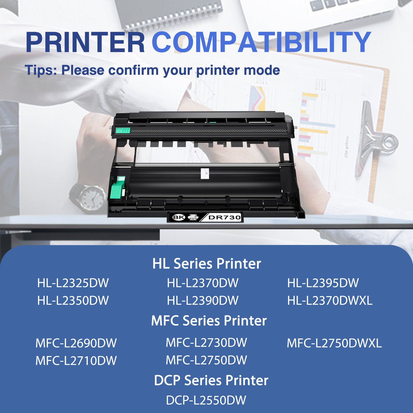 DR730 Drum Unit 3 Pack Black ZXTZX Compatible for Brother for HL-L2370DW MFC-L2750DW MFC-L2750DWXL Series Printers