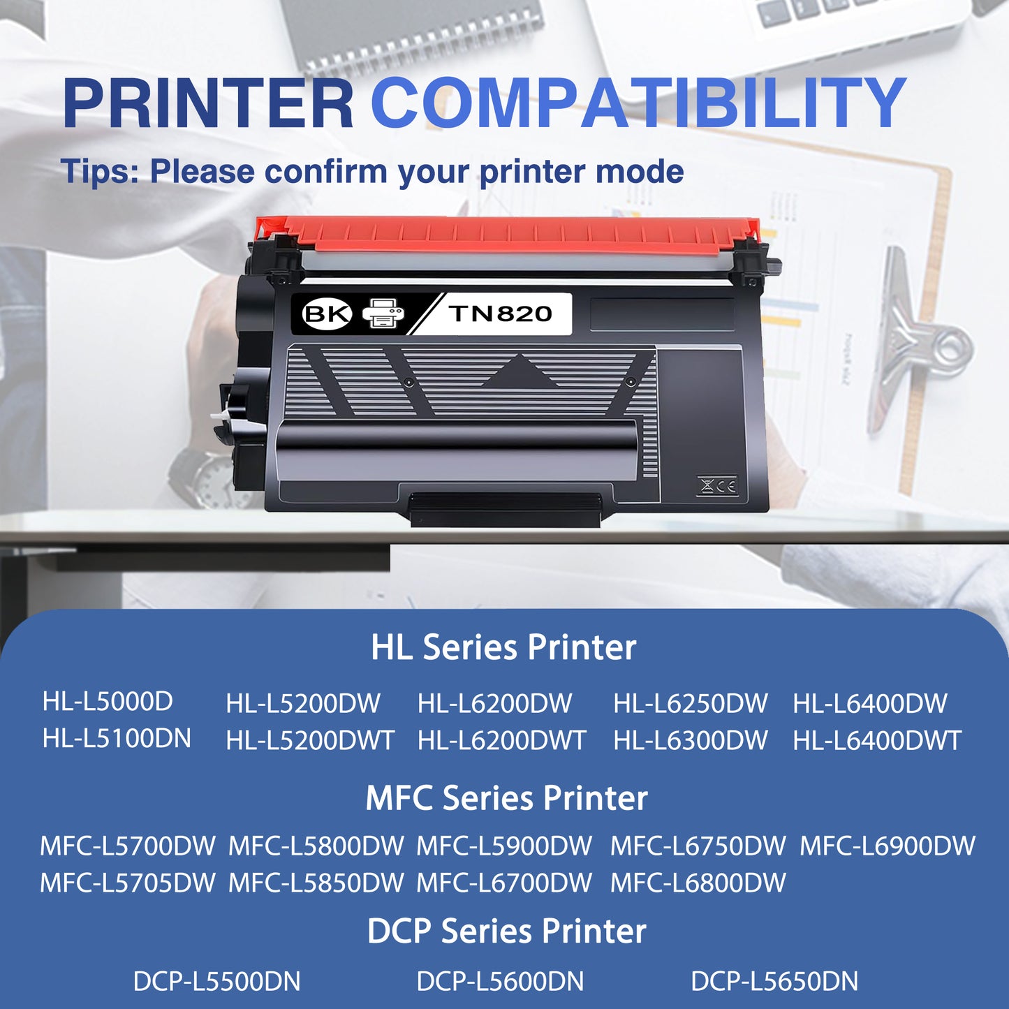 TN820 Toner Cartridge ZXTZX Compatibles for Brother TN-820 ZXTZX Compatibles for HL-L2465DW MFC-L2760DW Series Printers 3 Black Pack