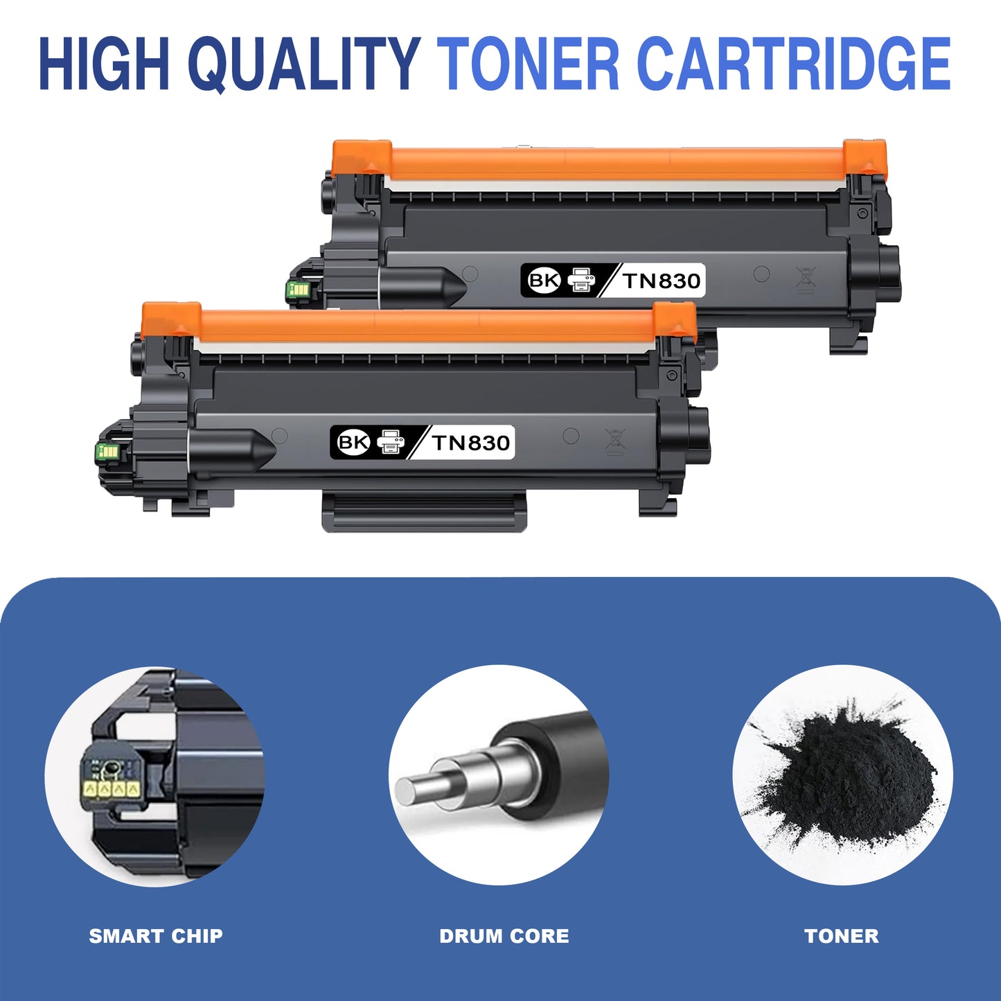 TN830 Toner Cartridge ZXTZX Compatibles for Brother TN-830 Compatibles for HL-L2465DW MFC-L2760DW Series Printers 2 Pack Black