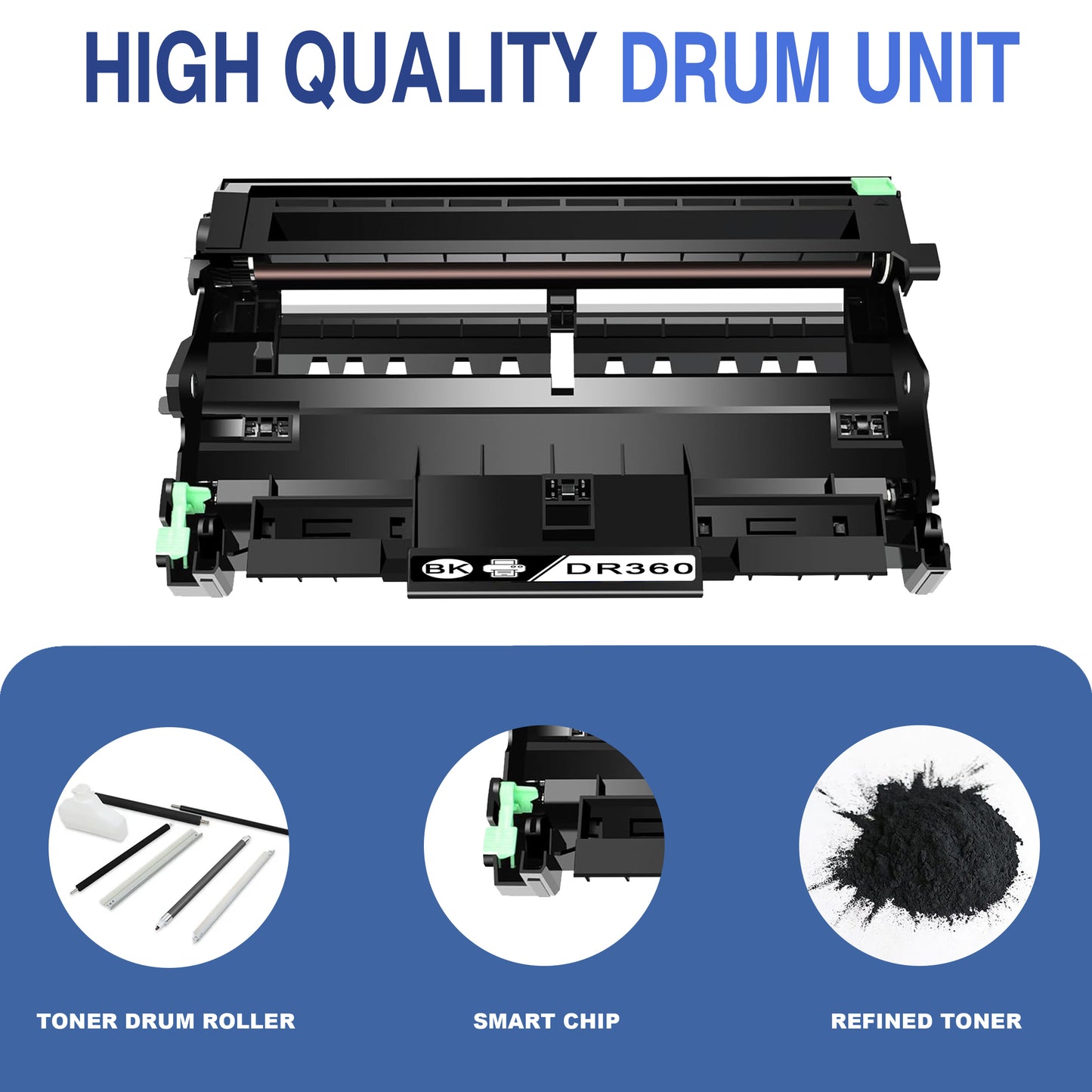 DR360 ZXTZX Drum Unit Compatible for Brother DR360 Drum for HL-2140 MFC-7040 MFC-7840W Series Printers 2 Pack Black