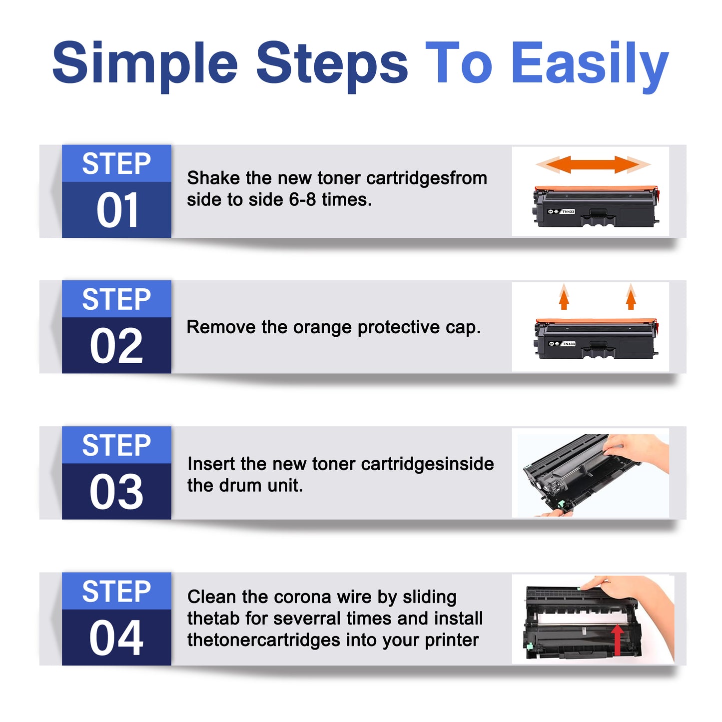 TN433 5 Pack Toner Cartridges ZXTZX Compatibles for Brother TN433 Toner HL-L8360CDW MFC-L8610CDW Series Printers (2*Black /1*Cyan /1*Magenta /1*Yellow)