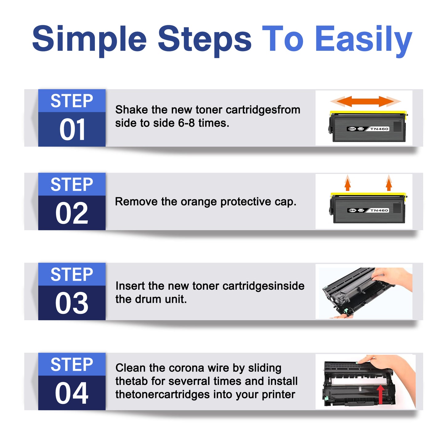TN460 Toner Cartridge ZXTZX Compatibles for Brother TN-460 Compatibles for HL-1470N MFC-8600 Series Printers 2 Pack Black