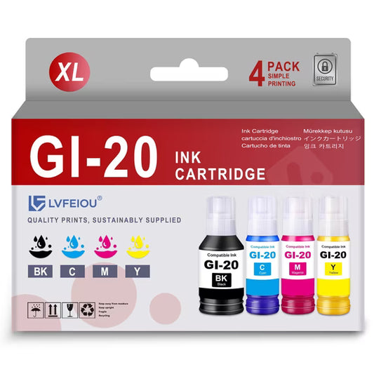 GI-20 GI20 Ink Cartridge Compatible for Canon GI-20 Ink G5020 G6020 G7020 MegaTank Printers (4 Pack)