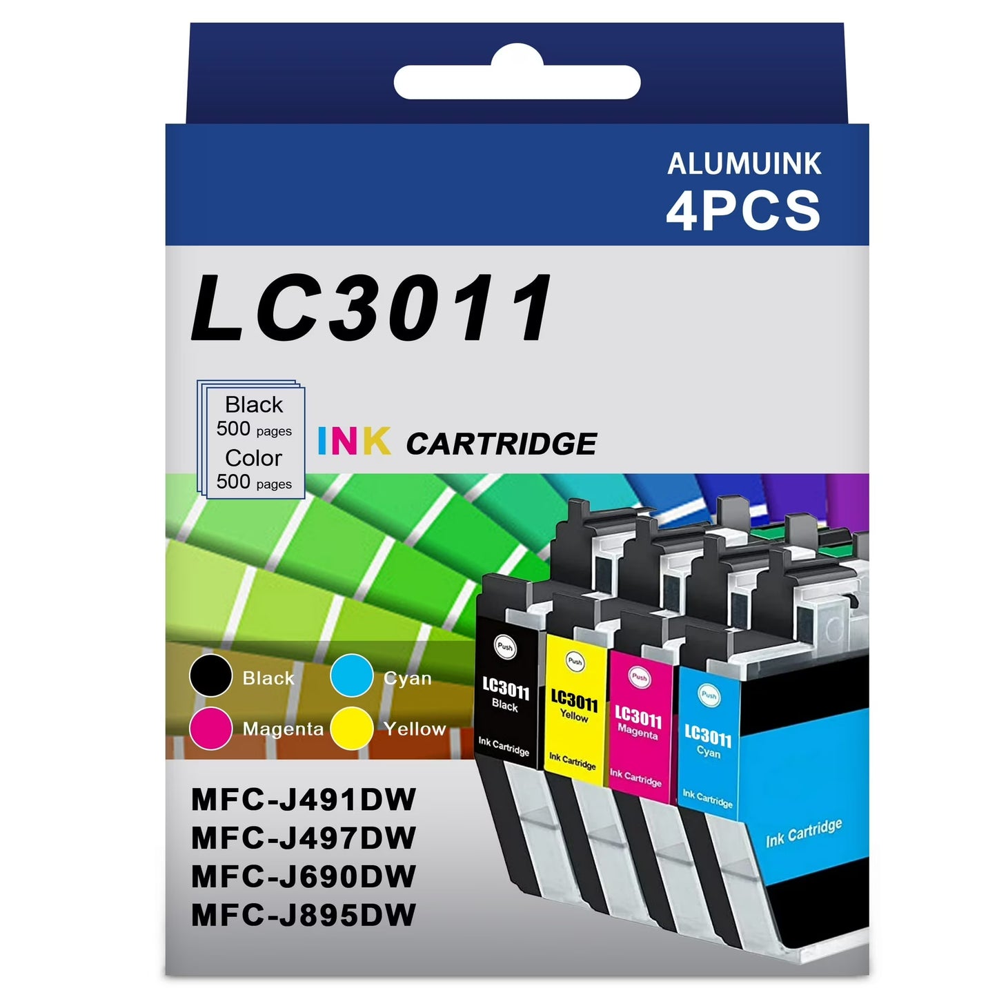 LC3011/3013 Ink Cartridge Replacement for Brother LC3011 Ink Cartridge J491DW J895D Printers 4-Pack