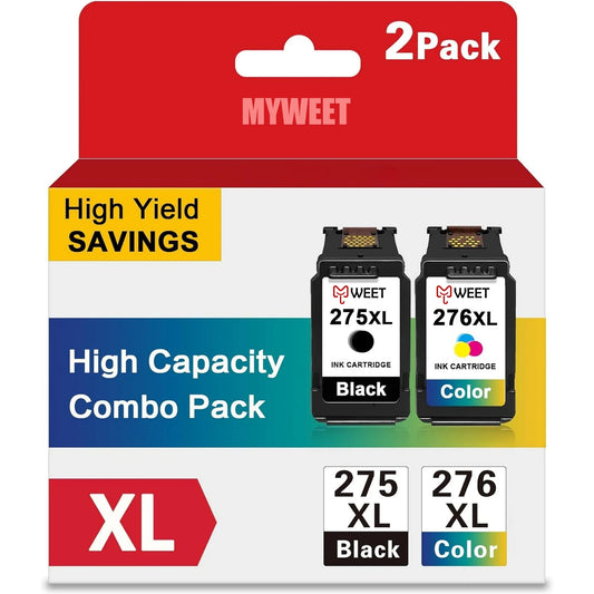 PGI-275XL/CLI-276XL Compatible for Canon 275 276 Ink Cartridge for Canon PIXMA TS3500 TS3522 TR4720 TR4700 TR4722 TS3720 Printer(2 Value Pack , PGBK, Black, Cyan, Magenta,Yellow)