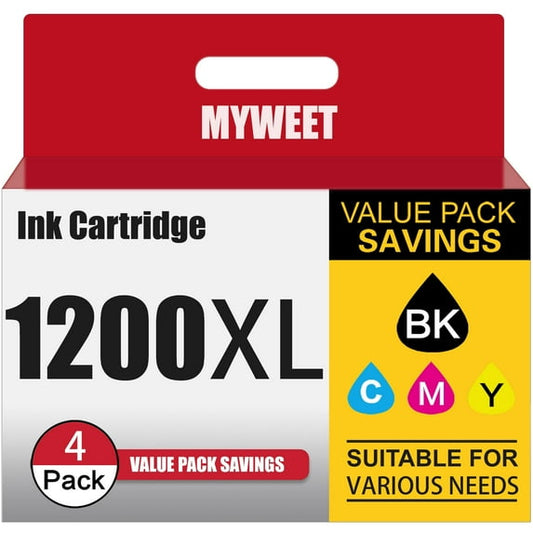 PGI-1200XL 1200 Ink Cartridges Value Pack Replacement for Canon PGI-1200XL 1200 Ink Cartridges for MAXIFY MB2720 MB2320 MB2020 MB2120 MB2350 Printer(4-PK, 1BK/1C/1M/1Y)